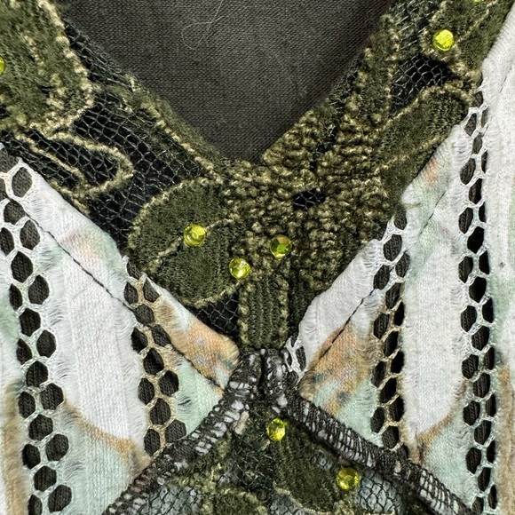 Vintage Alberto Makali Size M Whimsigoth Forest Fairy Lace Fly Away Chiffon Top - Picture 8 of 10